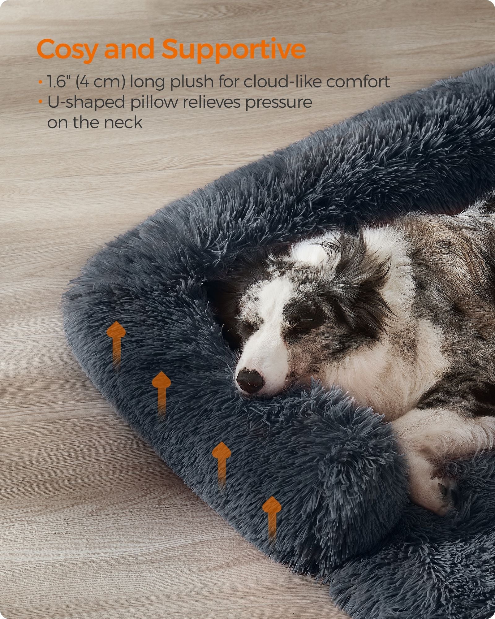 Dog Sofa Bed – Faux Fur – Dark Grey – Extra Large Calming Design