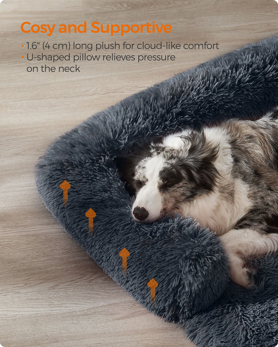 Dog Sofa Bed – Faux Fur – Dark Grey – Extra Large Calming Design