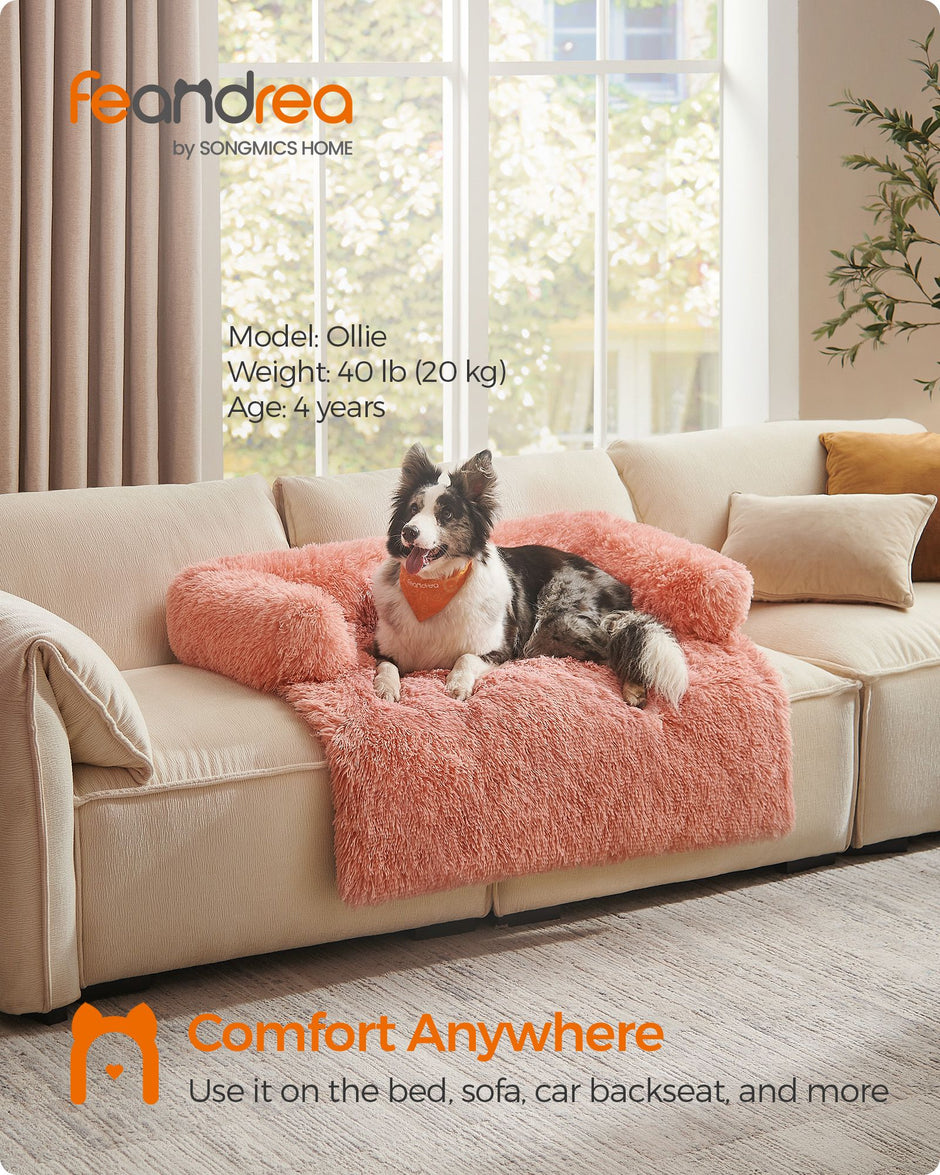Dog Sofa Bed – Fluffy Fabric – Pink – Calming Design for Medium Dogs