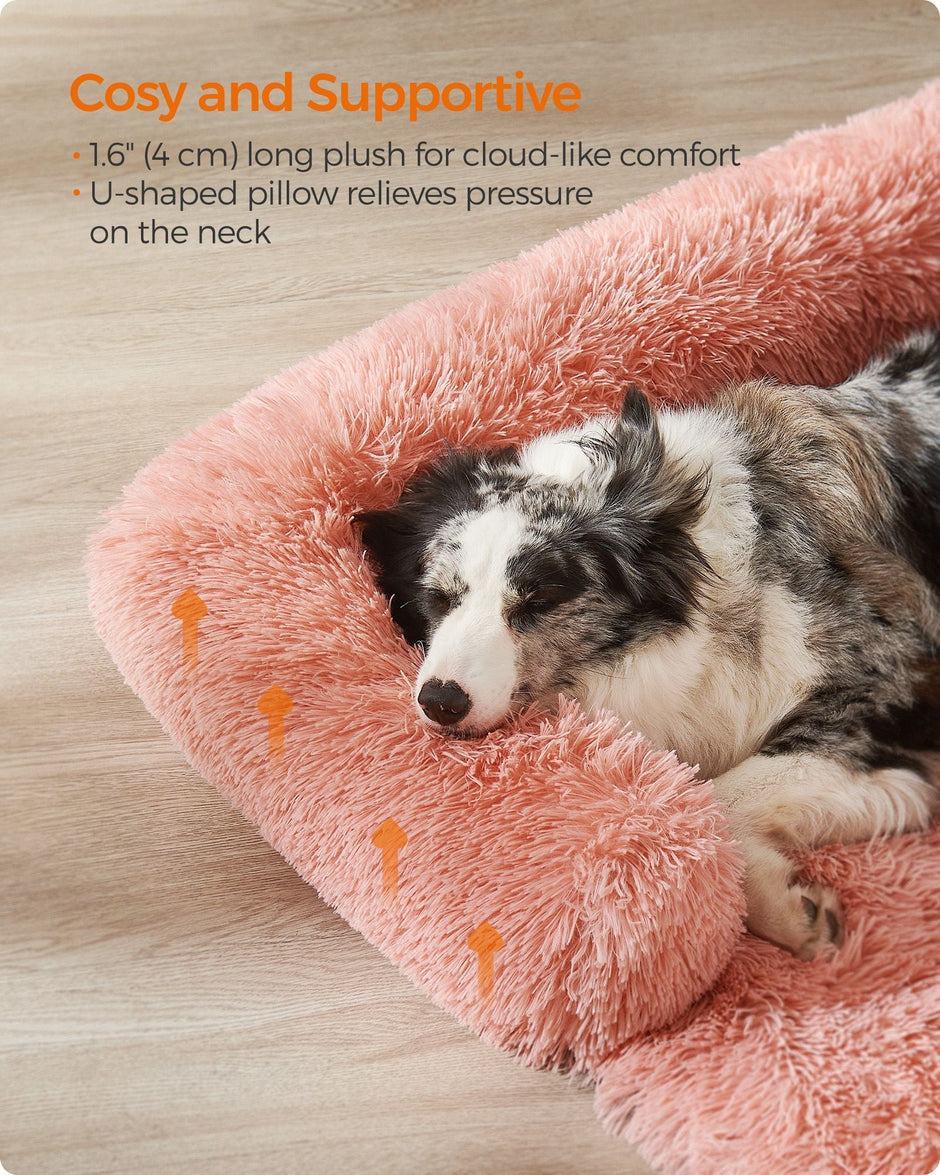 Dog Sofa Bed – Fluffy Fabric – Pink – Calming Design for Medium Dogs
