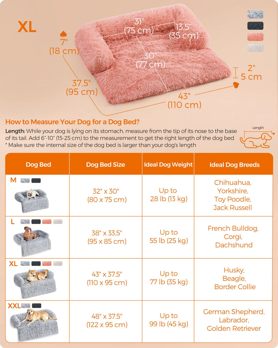 Dog Sofa Bed – Fluffy Fabric – Pink – Calming Design for Medium Dogs