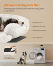 Dog Sofa Bed – Fabric – Cloud White – Fluffy Calming Design for Medium Dogs
