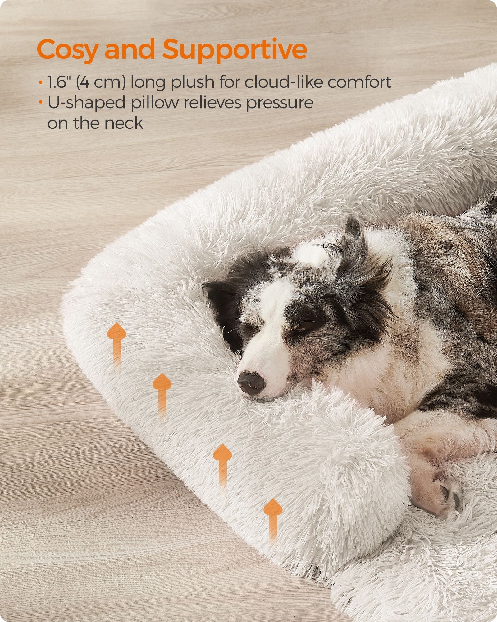 Dog Sofa Bed – Fabric – Cloud White – Fluffy Calming Design for Medium Dogs