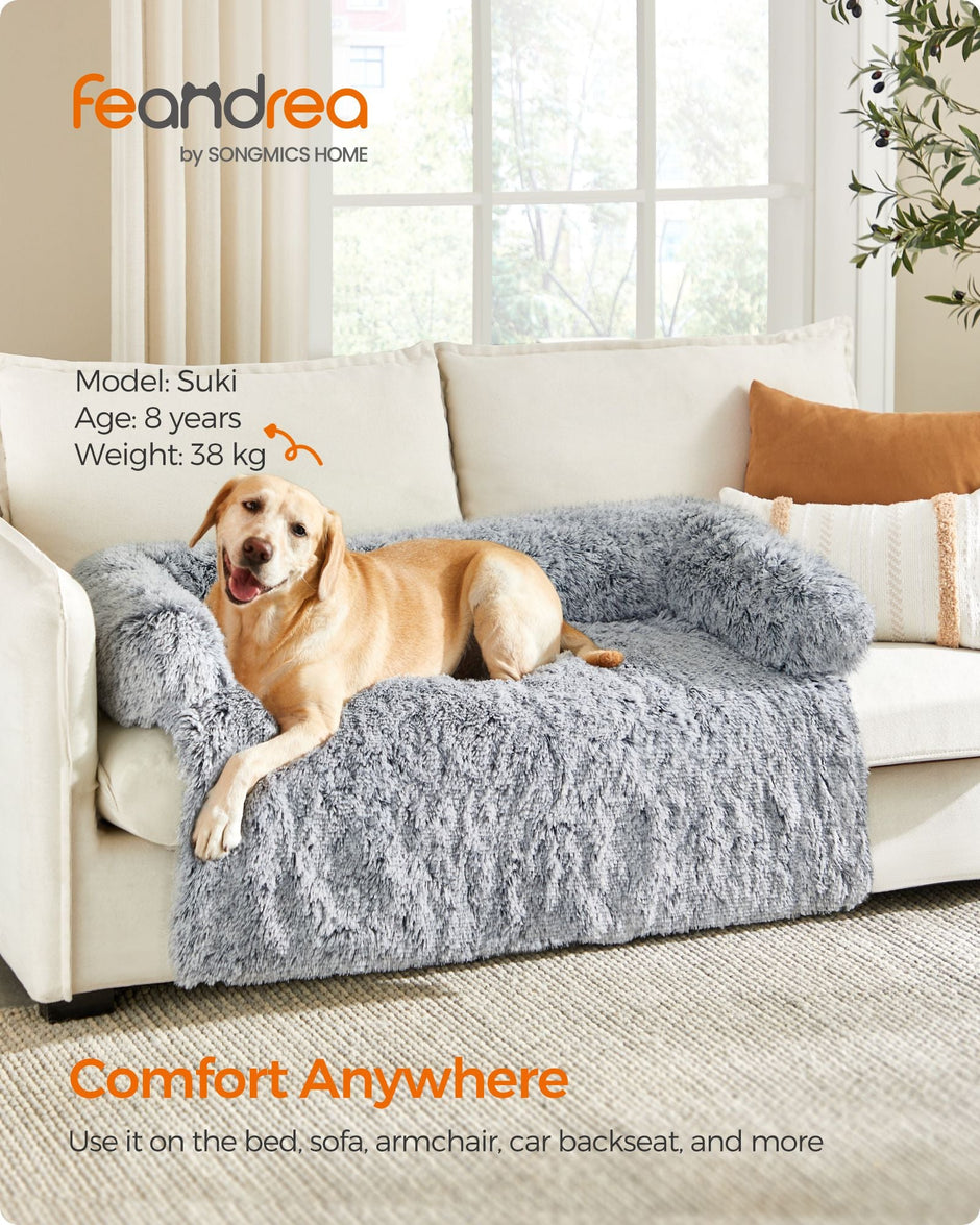 Dog Sofa Bed – Fabric – Grey – Calming Design for Large Dogs, XXL Size