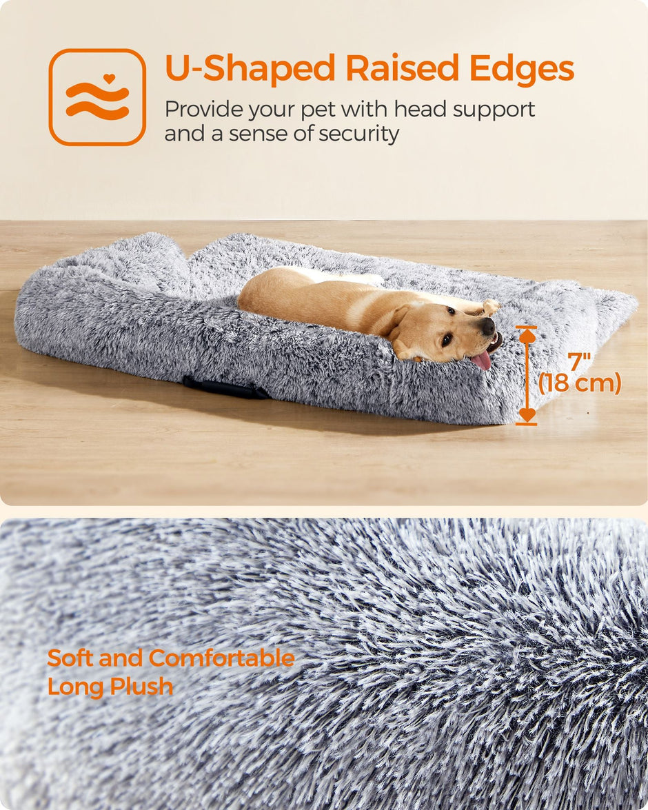 Dog Sofa Bed – Fabric – Grey – Calming Design for Large Dogs, XXL Size