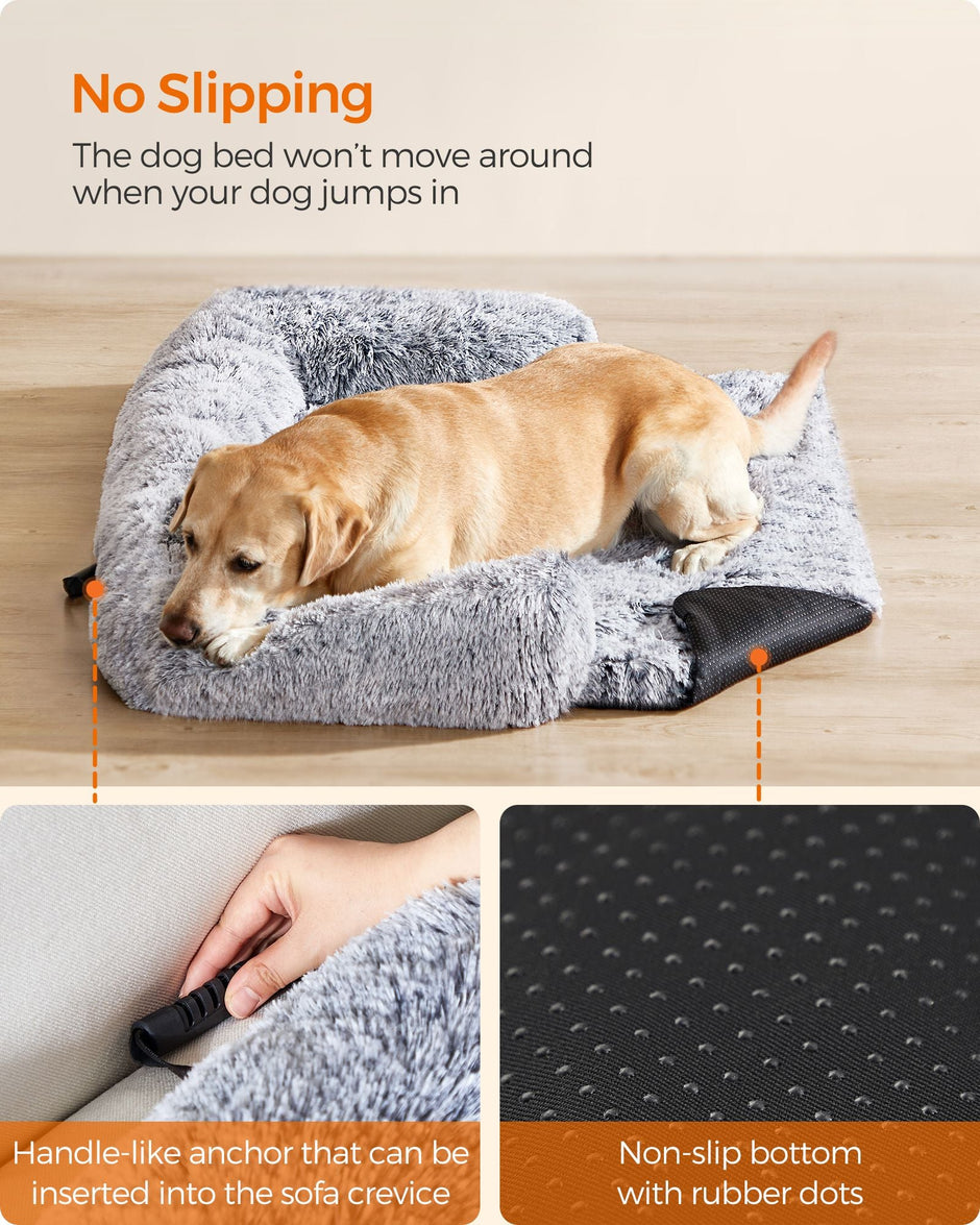 Dog Sofa Bed – Fabric – Grey – Calming Design for Large Dogs, XXL Size