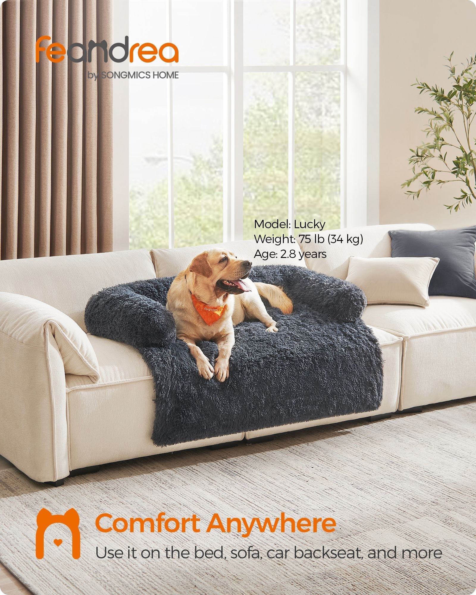 Dog Sofa Bed – Fabric – Dark Grey – XXL Size for Large Dogs