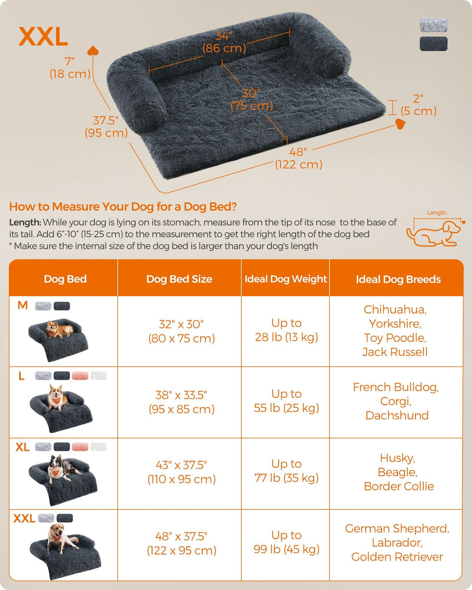 Dog Sofa Bed – Fabric – Dark Grey – XXL Size for Large Dogs