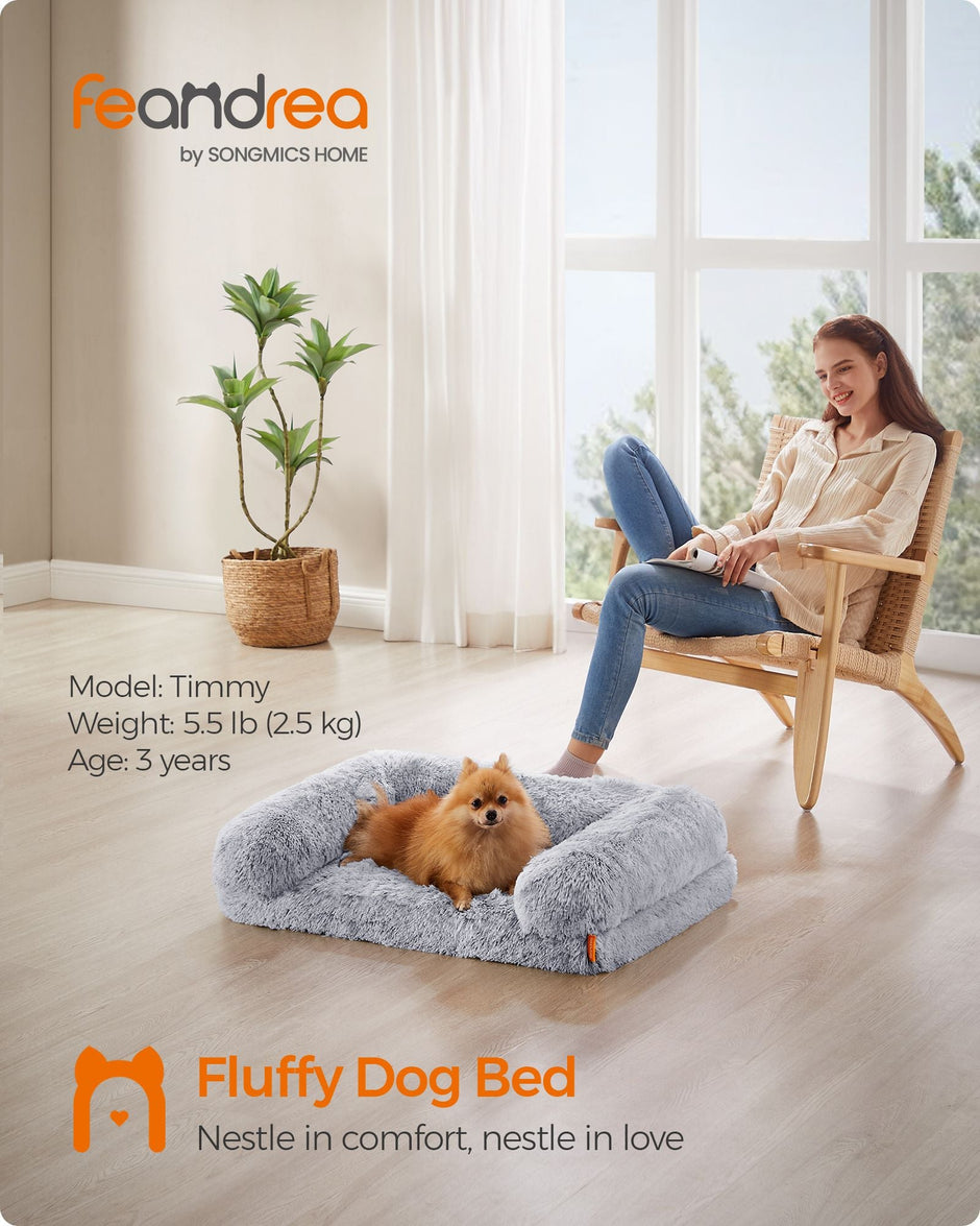 Dog Bed – Egg Crate Foam – Soft Grey – Removable Washable Cover