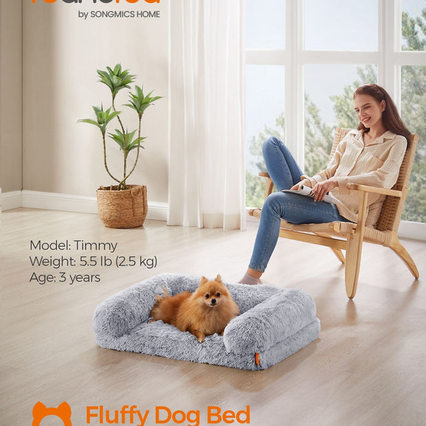 Dog Bed – Egg Crate Foam – Soft Grey – Removable Washable Cover