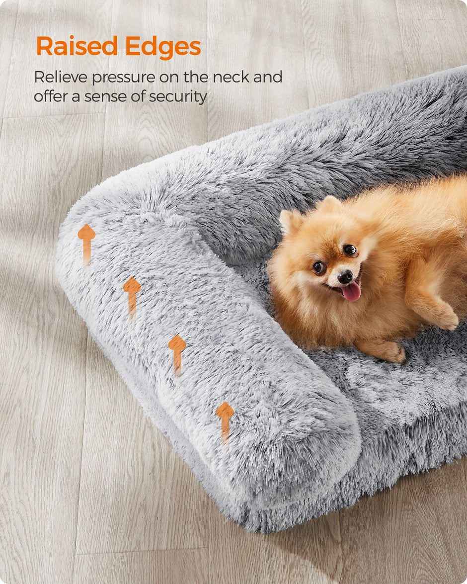 Dog Bed – Egg Crate Foam – Soft Grey – Removable Washable Cover