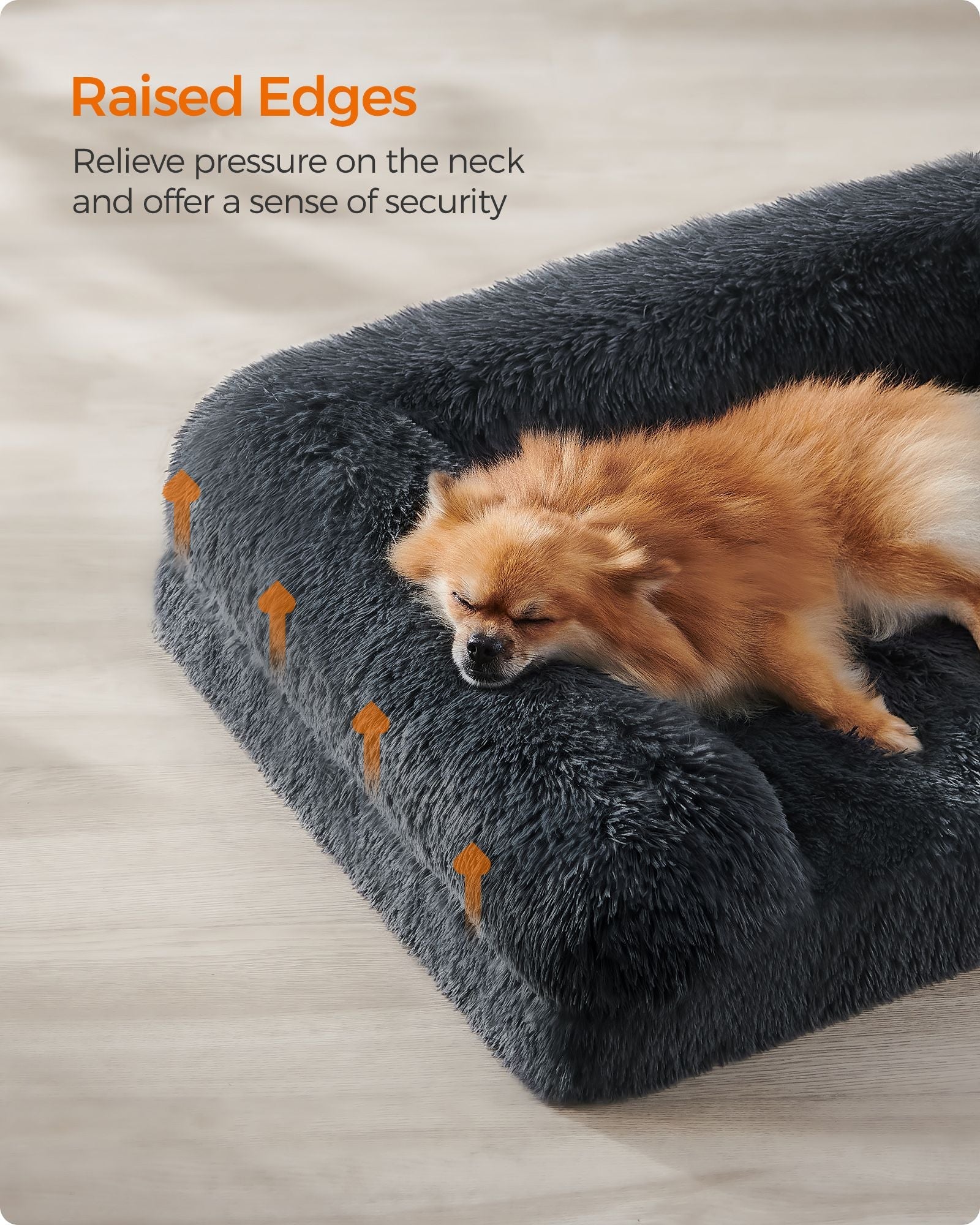 Medium Dog Bed – Egg Crate Foam – Dark Grey – Removable Washable Cover