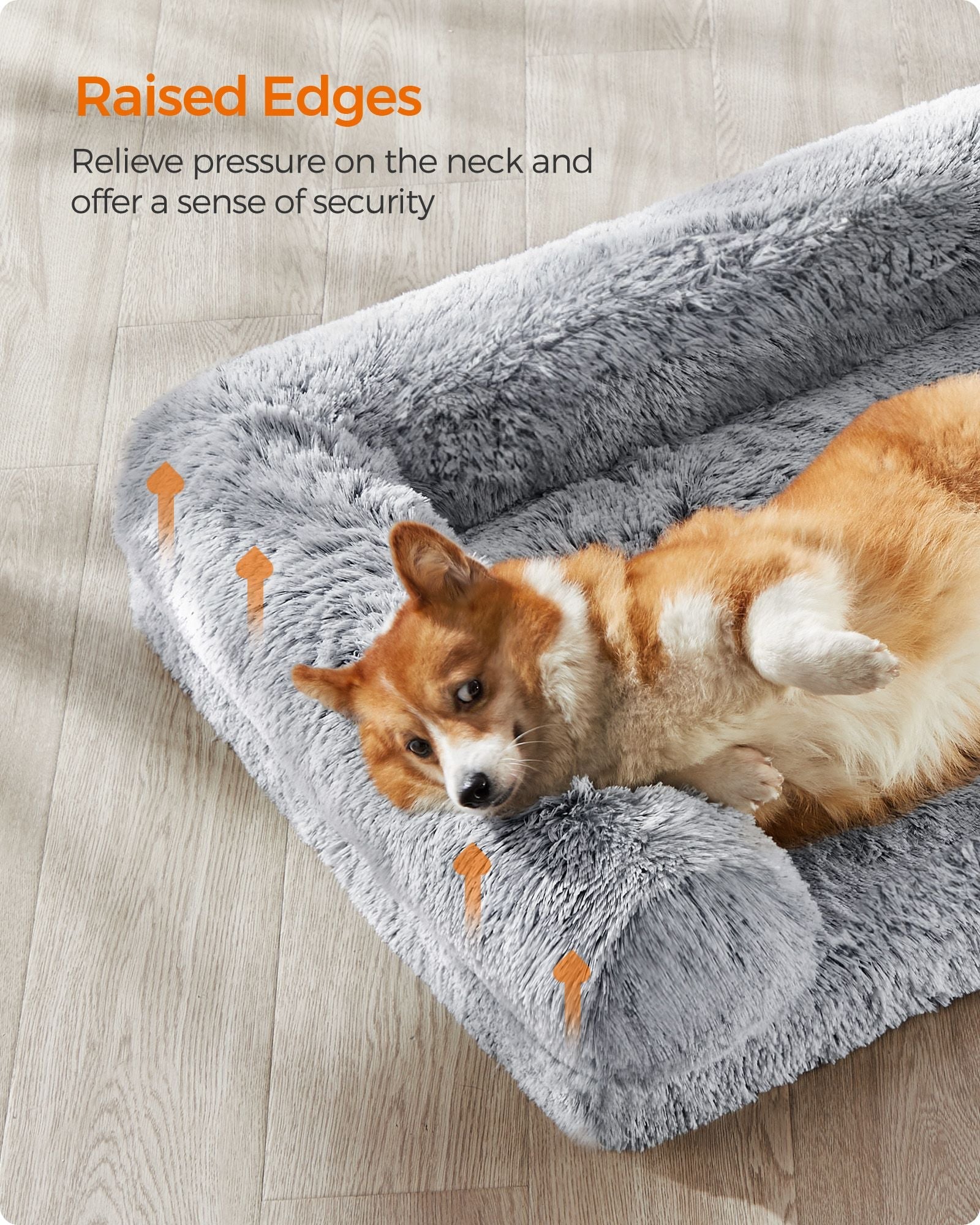Dog Bed – Egg Crate Foam – Soft Grey – Removable Washable Cover