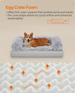 Dog Bed – Egg Crate Foam – Soft Grey – Removable Washable Cover