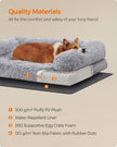 Dog Bed – Egg Crate Foam – Soft Grey – Removable Washable Cover