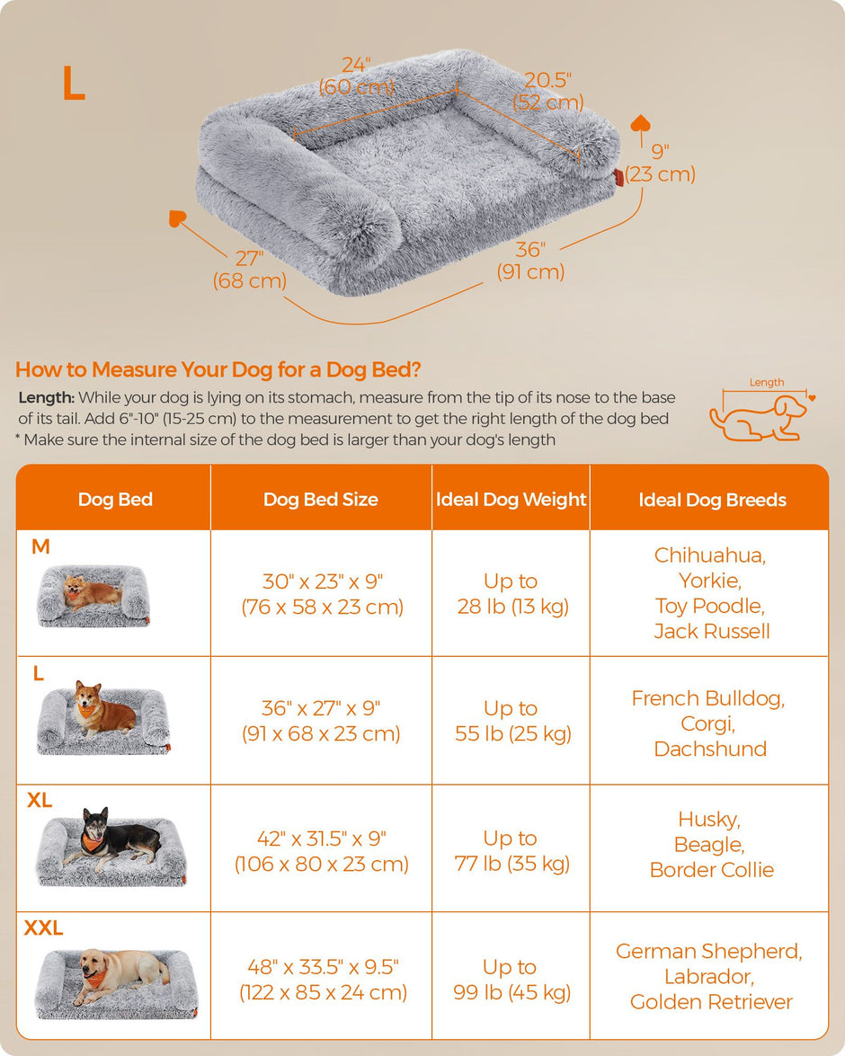 Dog Bed – Egg Crate Foam – Soft Grey – Removable Washable Cover