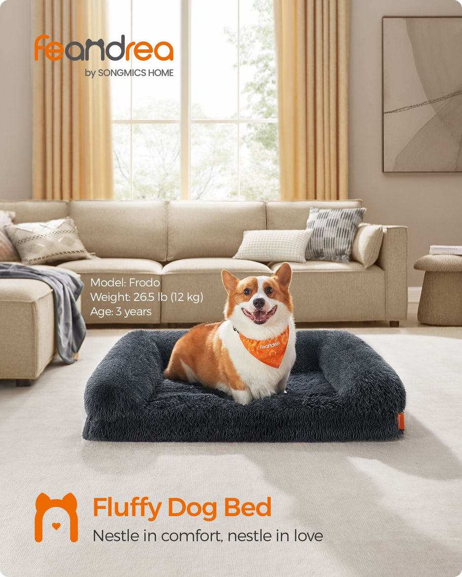 Large Dog Sofa Bed – Egg Crate Foam – Dark Grey – Removable Washable Cover