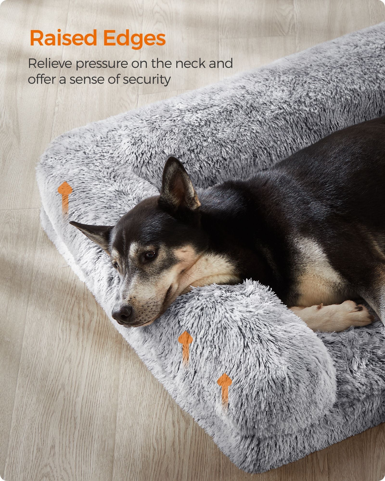 Dog Bed – Egg Crate Foam – Soft Grey – Removable Washable Cover