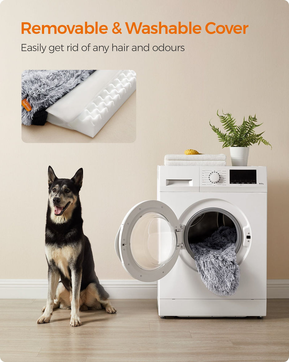 Dog Bed – Egg Crate Foam – Soft Grey – Removable Washable Cover