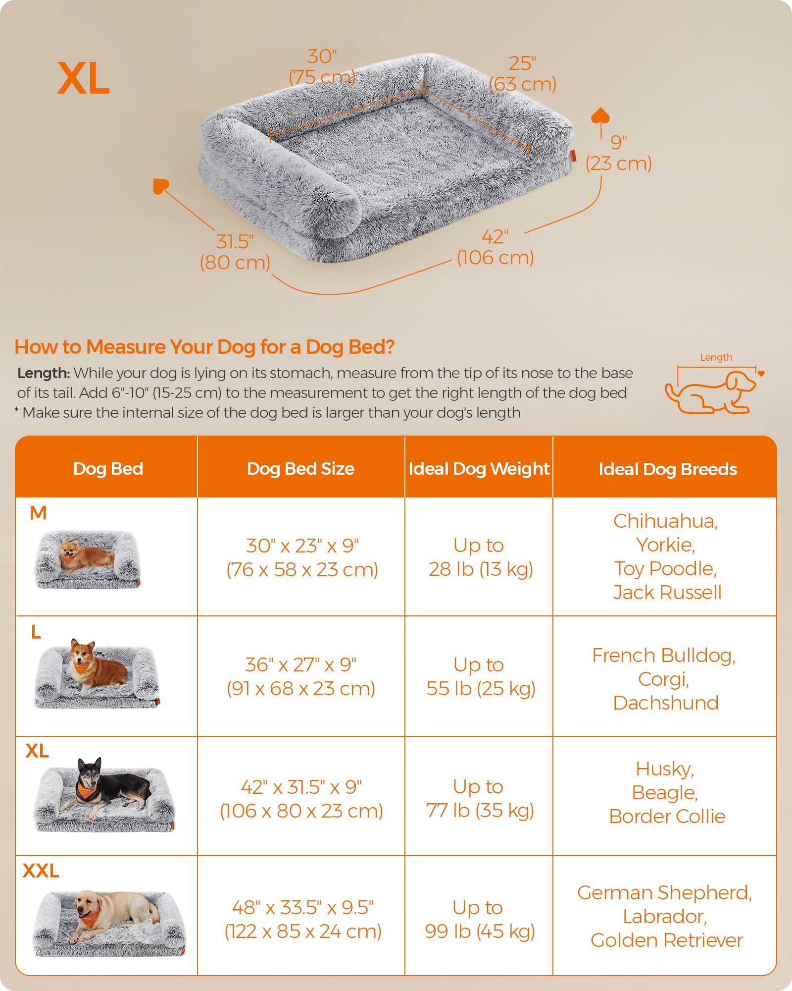 Dog Bed – Egg Crate Foam – Soft Grey – Removable Washable Cover