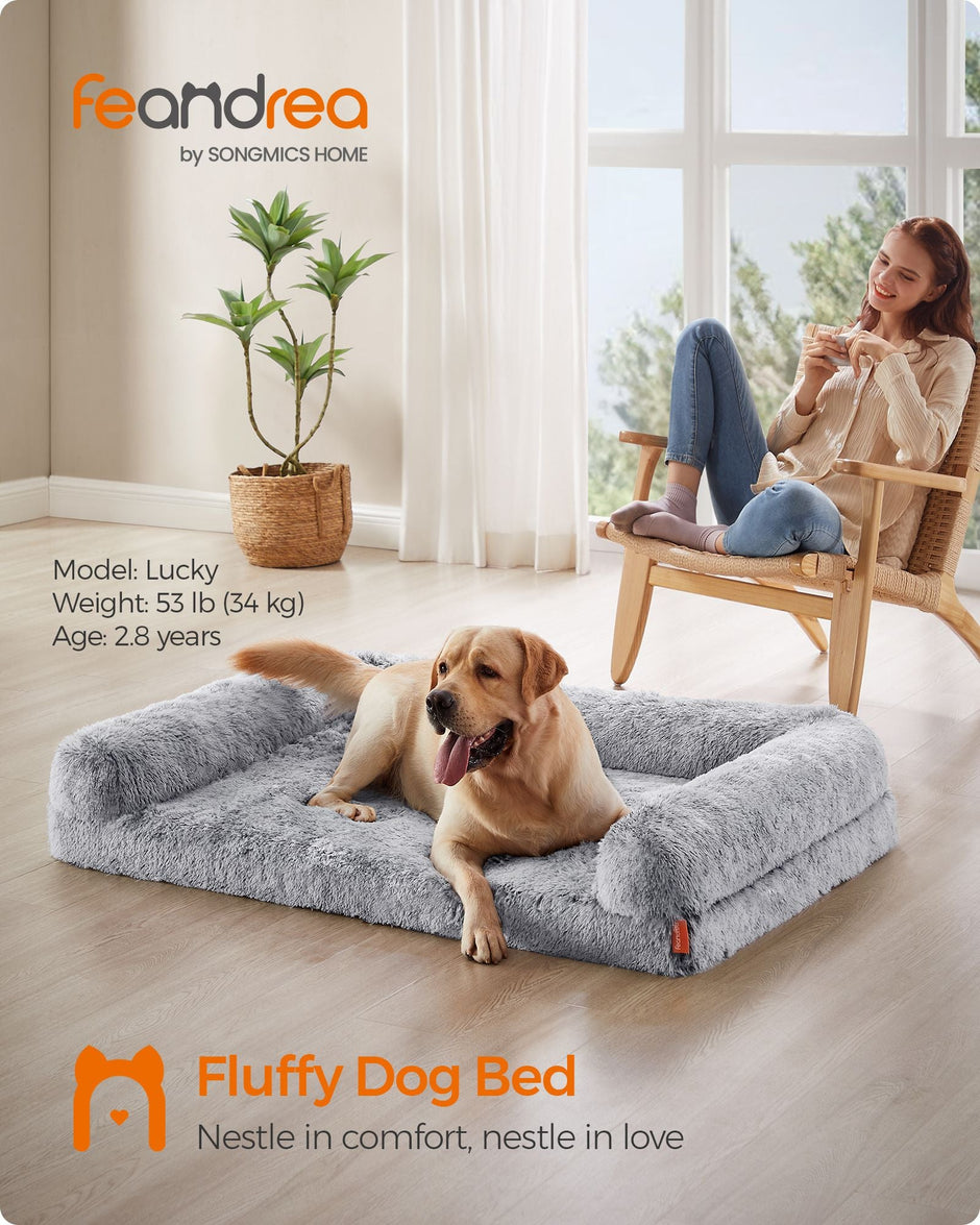 XXL Orthopedic Dog Sofa Bed – Egg Crate Foam – Neutral Color – Removable Washable Cover for Large Dogs