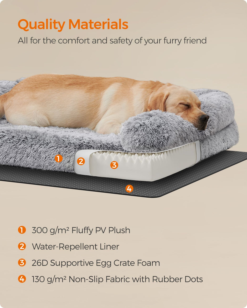 XXL Orthopedic Dog Sofa Bed – Egg Crate Foam – Neutral Color – Removable Washable Cover for Large Dogs
