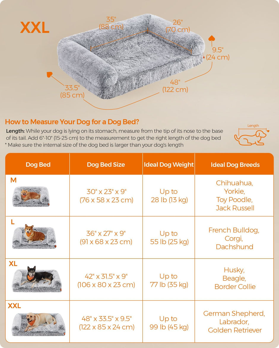 XXL Orthopedic Dog Sofa Bed – Egg Crate Foam – Neutral Color – Removable Washable Cover for Large Dogs