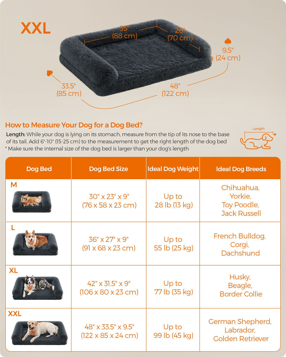 Dog Sofa Bed – Foam – Dark Grey – XXL for Large Dogs