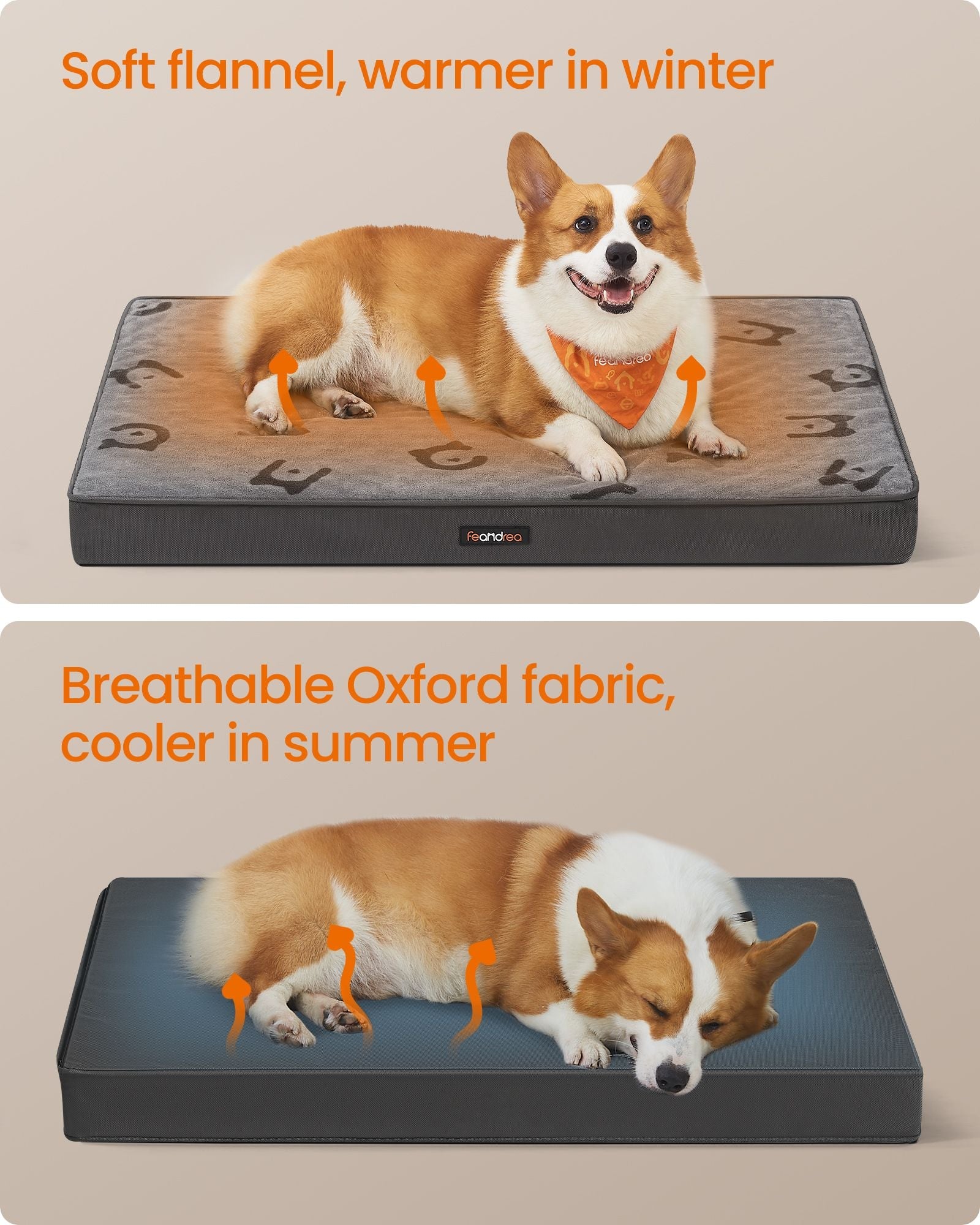 Orthopedic Dog Bed – Egg Crate Foam – Dove Grey – Washable with Waterproof Cover