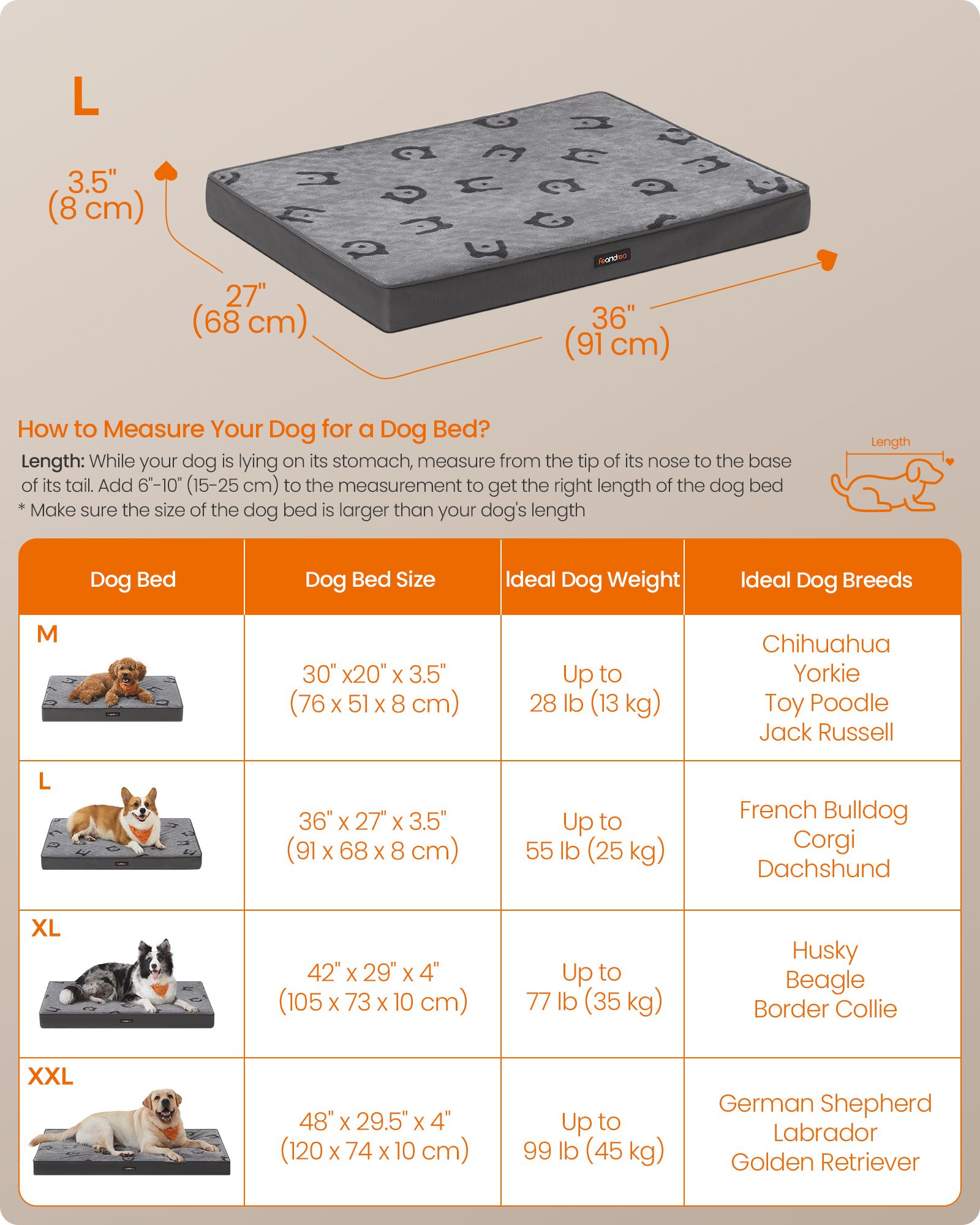 Orthopedic Dog Bed – Egg Crate Foam – Dove Grey – Washable with Waterproof Cover