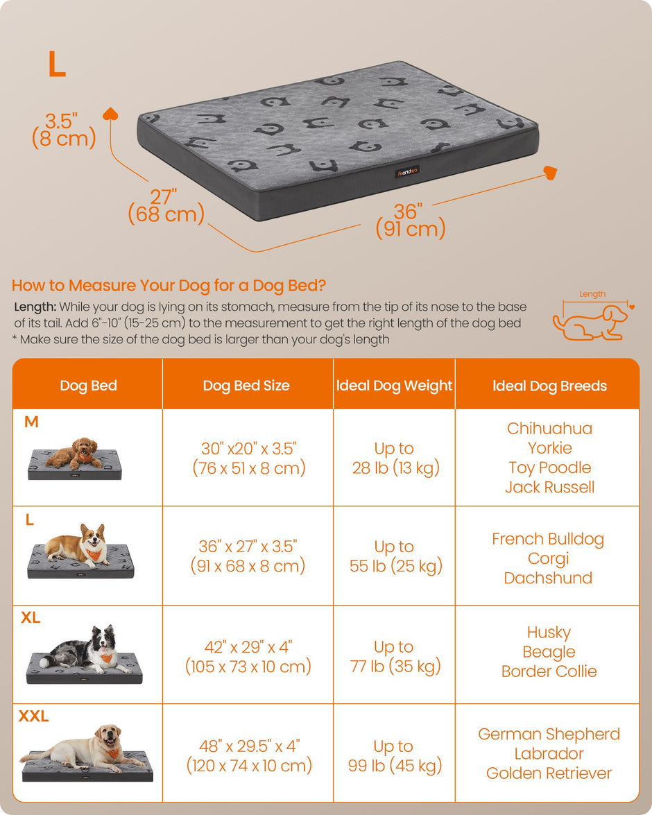 Orthopedic Dog Bed – Egg Crate Foam – Dove Grey – Washable with Waterproof Cover