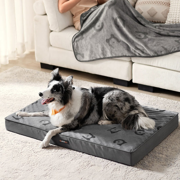 Orthopedic Dog Bed – Egg Crate Foam – Dove Grey – Waterproof Removable Cover