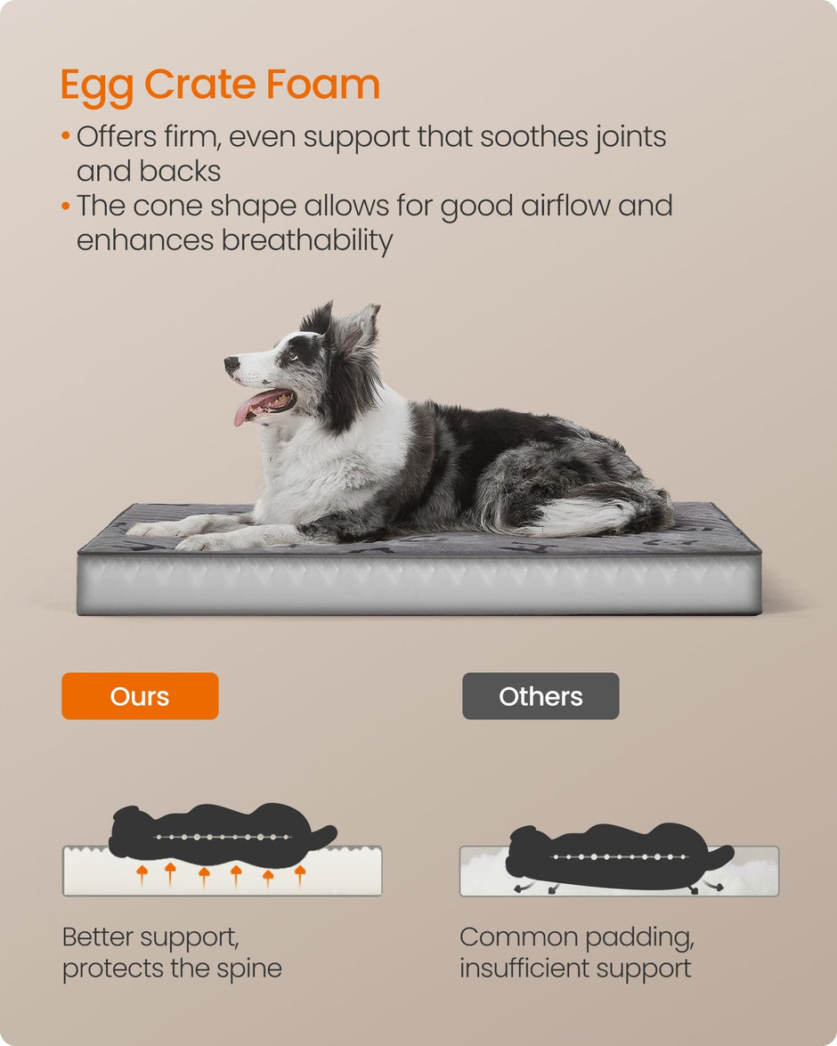 Orthopedic Dog Bed – Egg Crate Foam – Dove Grey – Waterproof Removable Cover