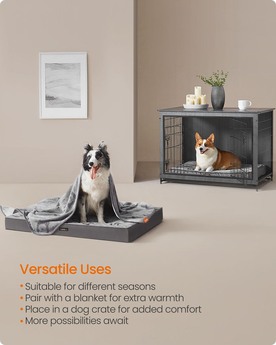 Orthopedic Dog Bed – Egg Crate Foam – Dove Grey – Waterproof Removable Cover