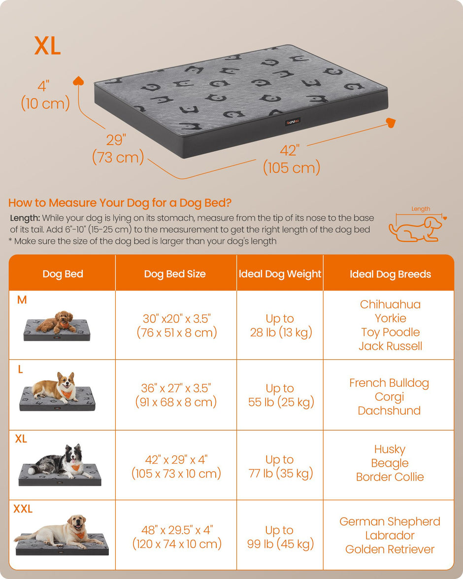 Orthopedic Dog Bed – Egg Crate Foam – Dove Grey – Waterproof Removable Cover
