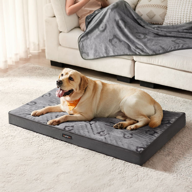 XXL Orthopedic Dog Bed – Egg Crate Foam – Dove Grey – Waterproof Removable Cover