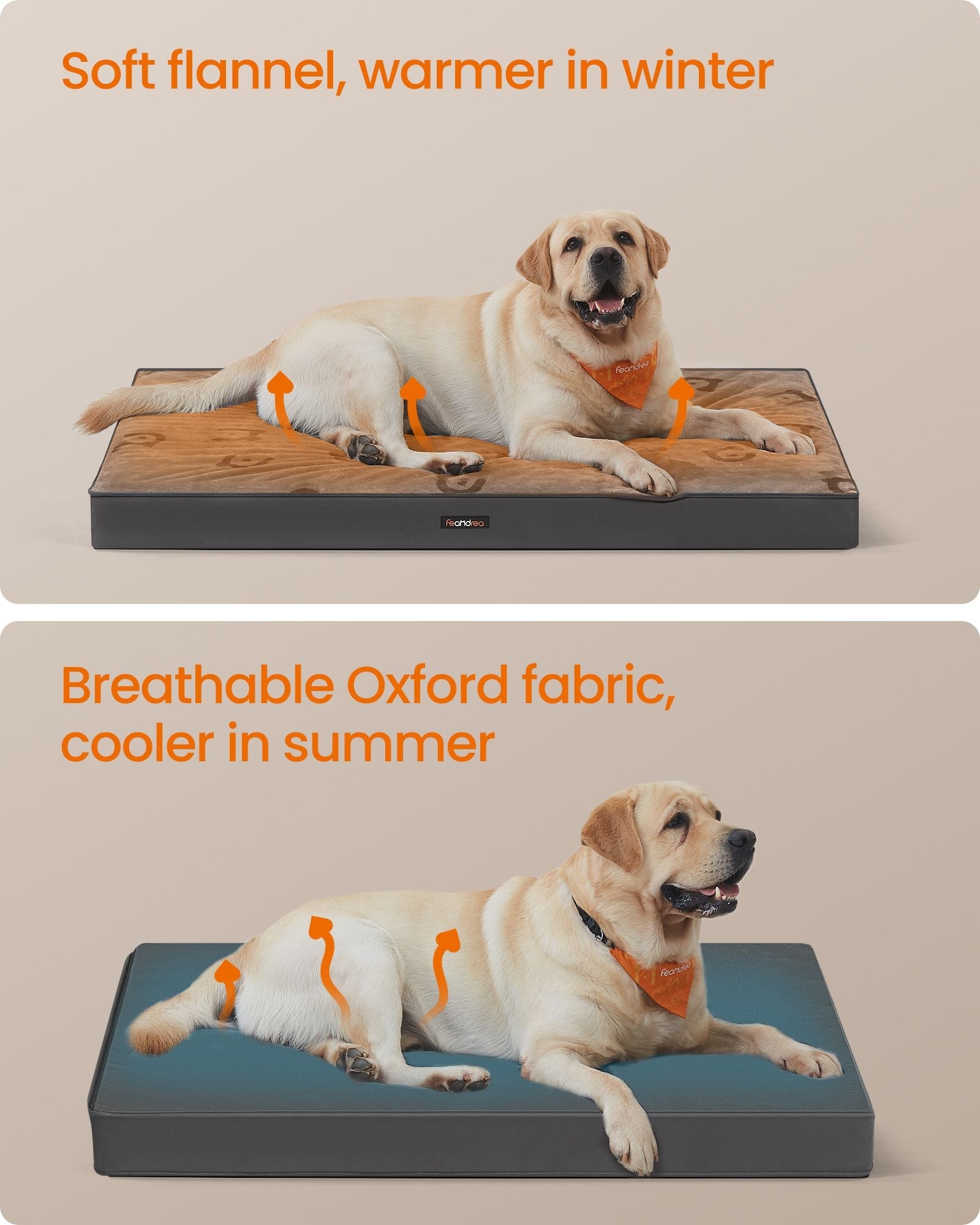 XXL Orthopedic Dog Bed – Egg Crate Foam – Dove Grey – Waterproof Removable Cover
