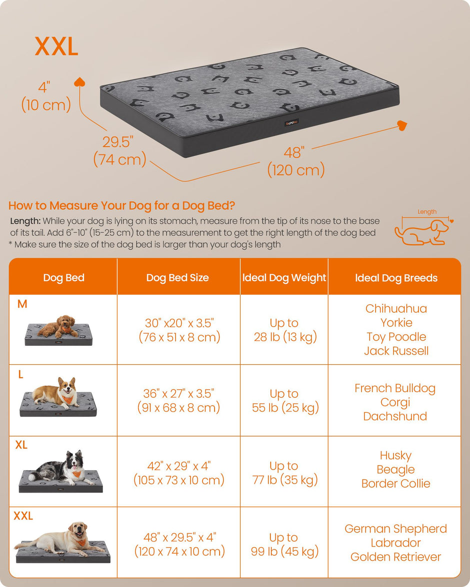 XXL Orthopedic Dog Bed – Egg Crate Foam – Dove Grey – Waterproof Removable Cover