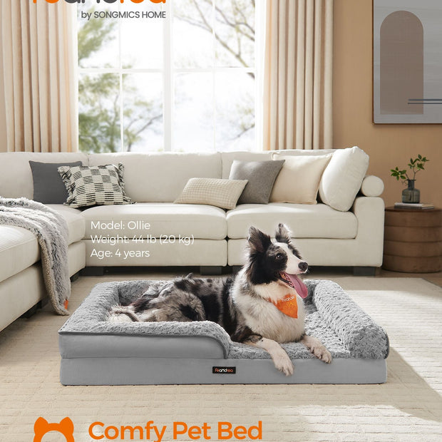Orthopedic Dog Bed – Memory Foam – Dove Grey – Removable Washable Cover with Sides