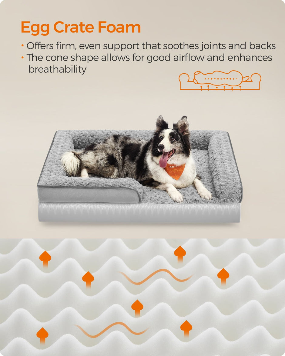 Orthopedic Dog Bed – Memory Foam – Dove Grey – Removable Washable Cover with Sides