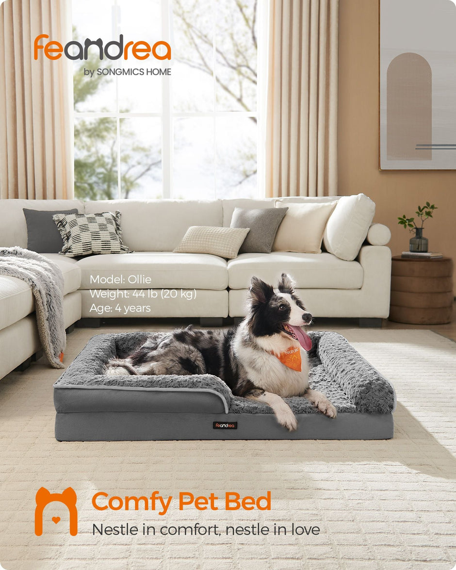 Orthopedic Dog Bed – Memory Foam – Slate Grey – Removable Washable Cover, Waterproof Liner