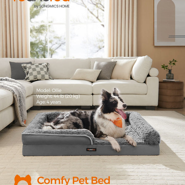 Orthopedic Dog Bed – Memory Foam – Slate Grey – Removable Washable Cover, Waterproof Liner