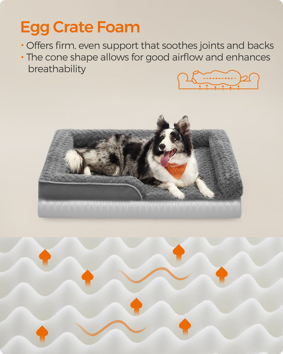 Orthopedic Dog Bed – Memory Foam – Slate Grey – Removable Washable Cover, Waterproof Liner