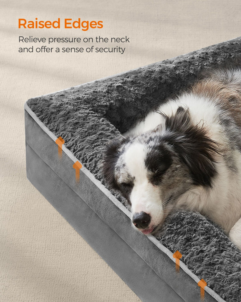 Orthopedic Dog Bed – Memory Foam – Slate Grey – Removable Washable Cover, Waterproof Liner