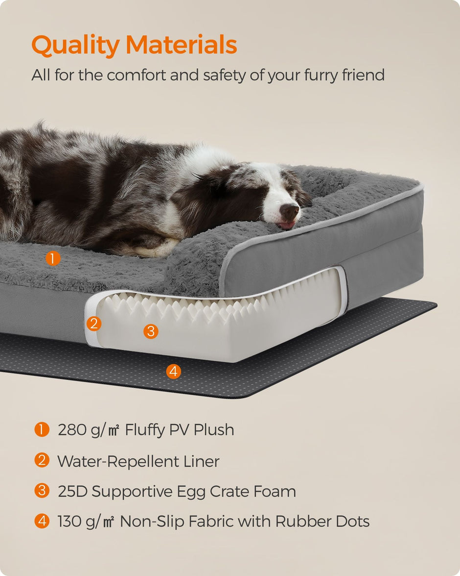 Orthopedic Dog Bed – Memory Foam – Slate Grey – Removable Washable Cover, Waterproof Liner