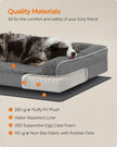 Orthopedic Dog Bed – Memory Foam – Slate Grey – Removable Washable Cover, Waterproof Liner