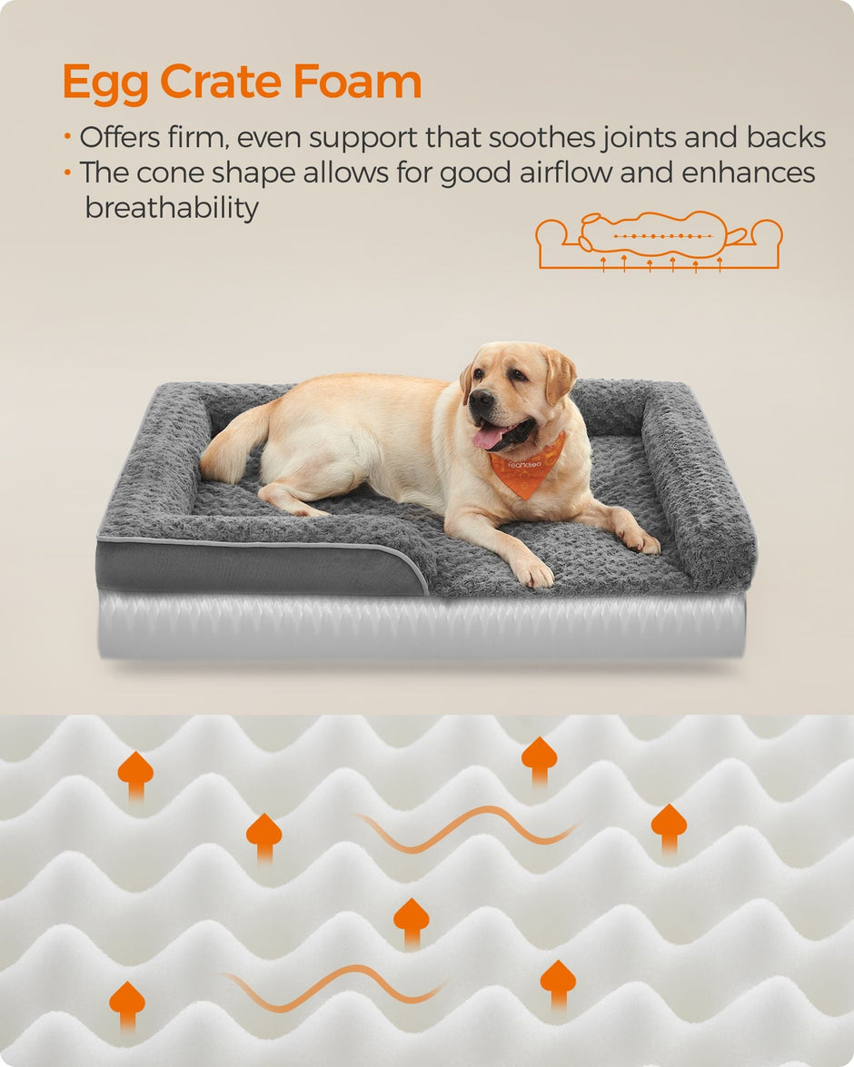 Orthopedic Dog Bed – Memory Foam – Slate Grey – Removable Washable Cover, Waterproof Liner