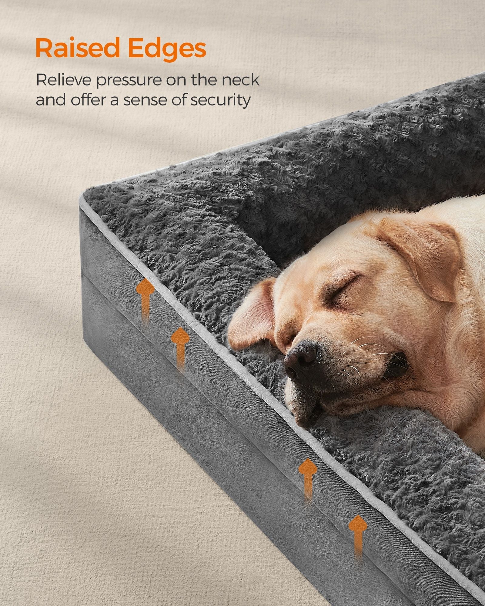 Orthopedic Dog Bed – Memory Foam – Slate Grey – Removable Washable Cover, Waterproof Liner