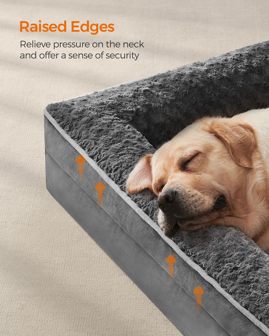Orthopedic Dog Bed – Memory Foam – Slate Grey – Removable Washable Cover, Waterproof Liner