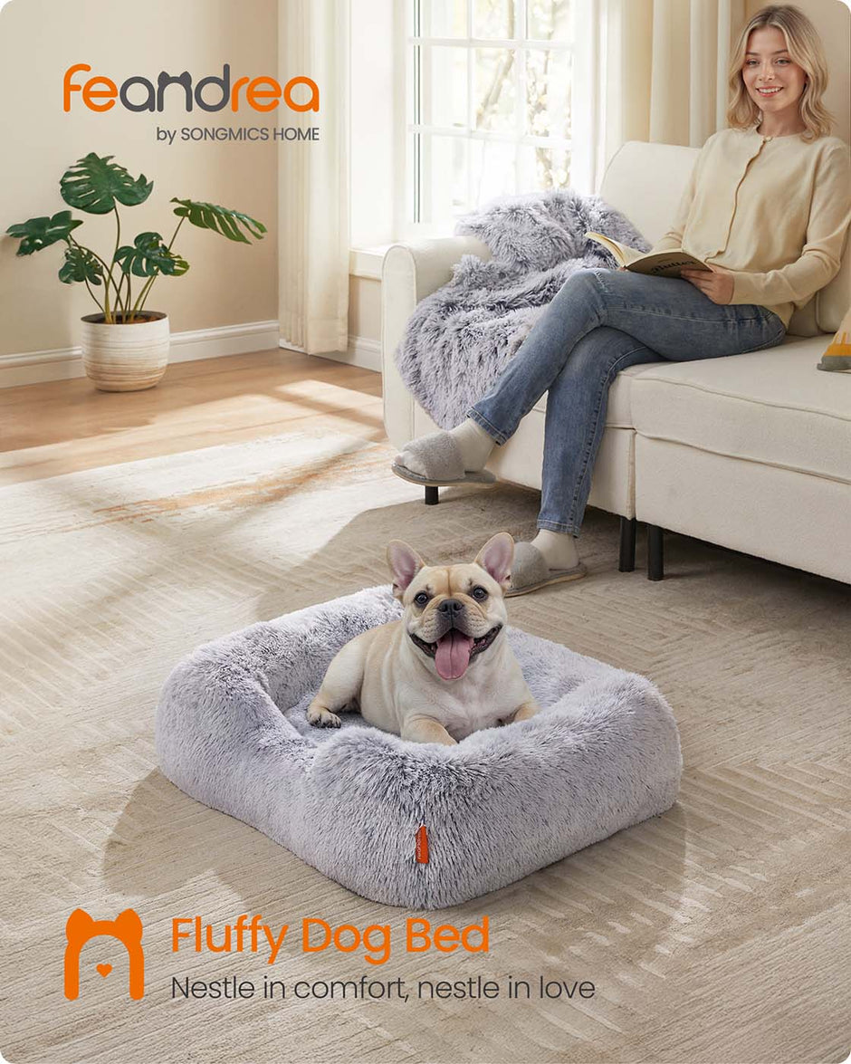 Dog Bed – Soft Padding – Grey Ombré – Removable and Machine Washable Cover, Non-Slip